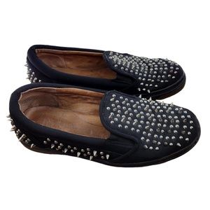 Jeffrey Campbell Alva Spike Slip On Spiked Sneakers Women's Size 10 Black Silver